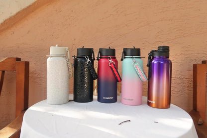 KXIAOCHEN Insulated Water Bottle With Strap, Cold For 48 Hrs Leak Proof, Triple Wall Stainless Steel Sports Water Bottle With Straw And Spout Lid For Gym Hiking Travel