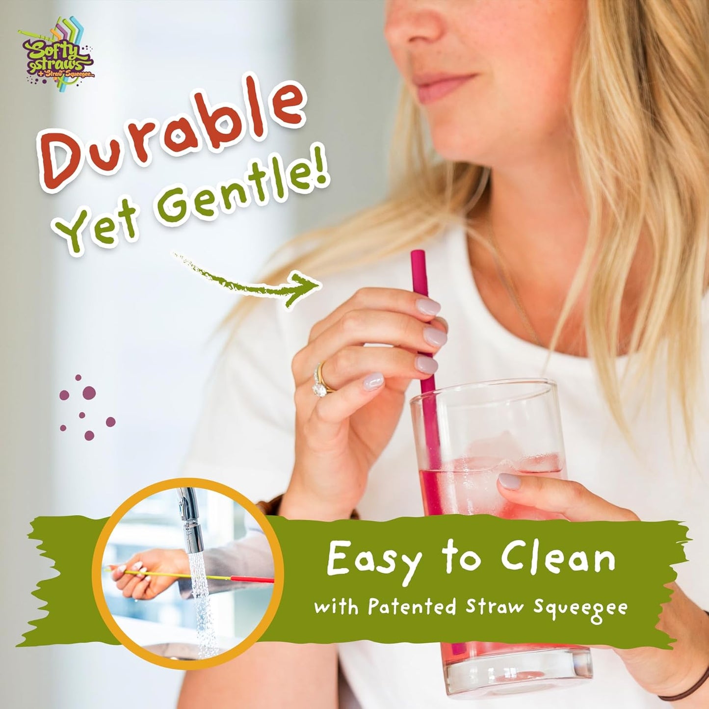 Silicone Straws - Slender Size BPA Free Non-Rubber Silicon Reusable Drinking Straws for Stainless Steel 20 oz Yeti Tumbler - Flexible, Chewy, Bendy & Safe for Kids/Toddlers