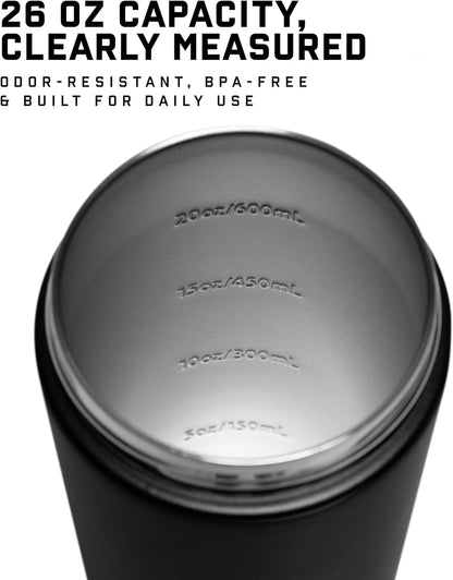 Gymreapers Stainless Steel Protein Shaker Bottle - Double Wall Insulated, Leak Proof, BPA-Free Metal Vacuum Blender Cup For Gym, Sports, Pre & Post-Workout Cold Hydration - 26 OZ (Black)