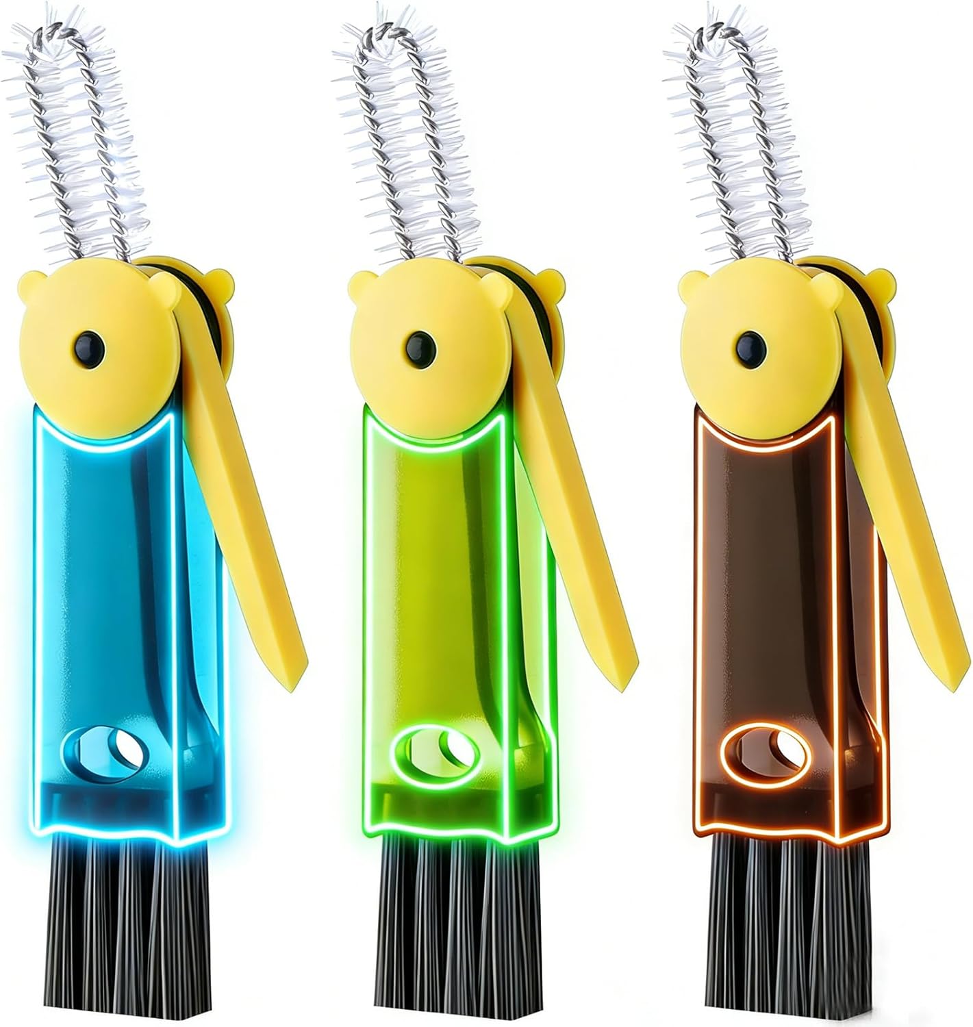 3 in 1 Cup Lid Cleaning Brush, 4PCS Multifunctional Crevice Cleaning Brush for Water Bottle Insulated Cup Tumbler Lid Groove Narrow Space Detail Cleaner Home Kitchen Gadgets