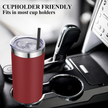 VEGOND Stainless Steel Skinny Tumbler, 20 oz Vacuum Insulated Tumbler with Lid and Straw, Double Wall Coffee Cup, Travel Mug for Cold Hot Drinks, Light Pink 1 Pack
