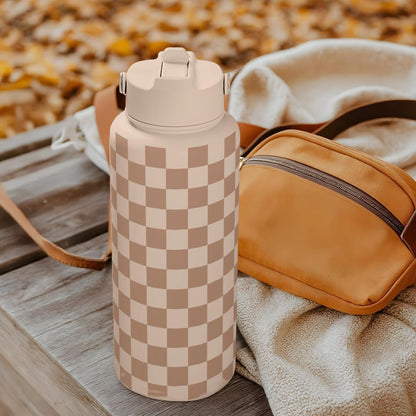 SANDJEST Pickleball Gift for Women, Water Bottle Stainless Steel 32oz with Lid & Straw, Sport Insulated Bottles Gifts for Girls Friends Teens Birthday Christmas