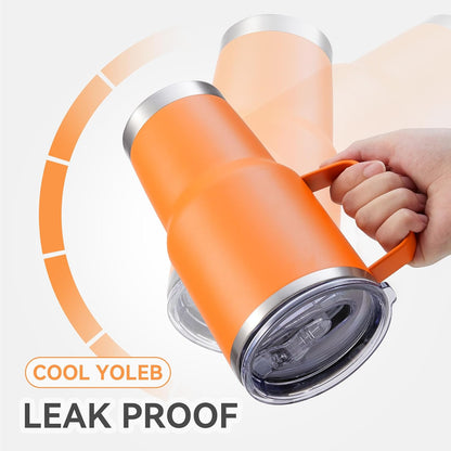 30 oz Tumbler with Handle and Lid, Stainless Steel Tumblers Double Wall Vacuum Insulated Travel Mug Leak Proof Cup Keep Drinks Cold and Hot Black, 1 Pack