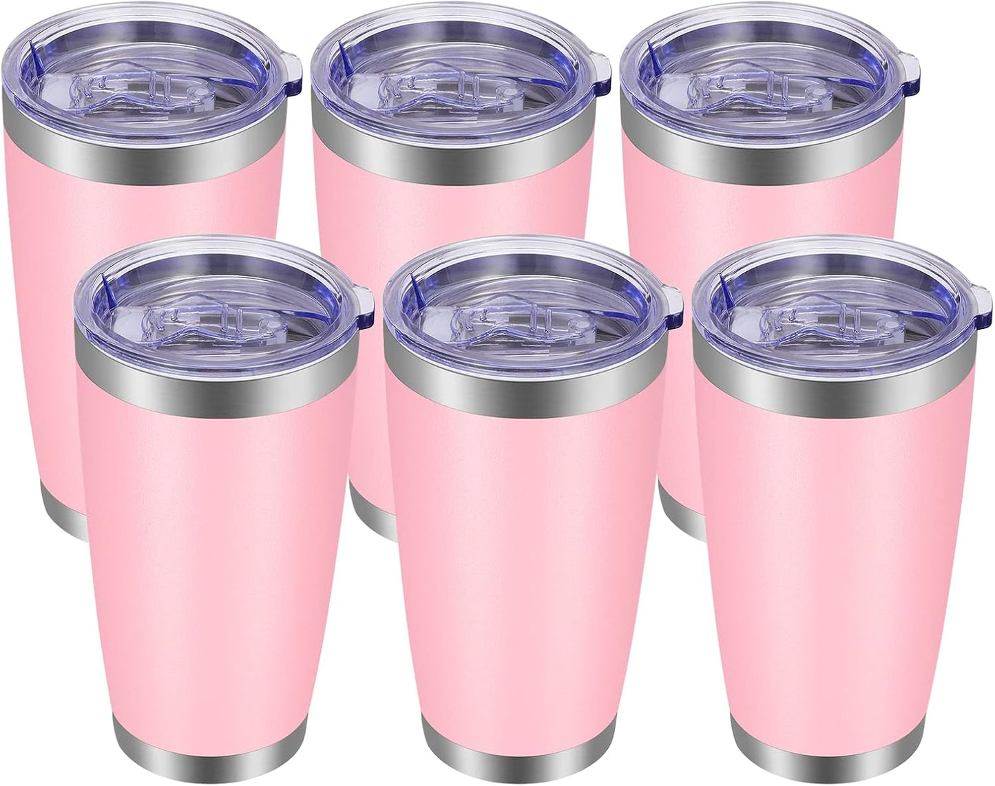 VEGOND 20oz Tumbler with Lid and Straw Stainless Steel Tumbler Cup Bulk Vacuum Insulated Double Wall Travel Coffee Mug Powder Coated Coffee Cup, Black, 12 Pack