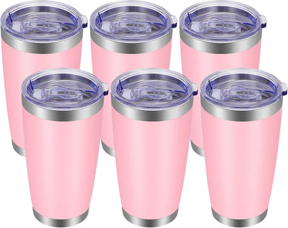 VEGOND 20oz Tumbler with Lid and Straw Stainless Steel Tumbler Cup Bulk Vacuum Insulated Double Wall Travel Coffee Mug Powder Coated Coffee Cup, Black, 12 Pack