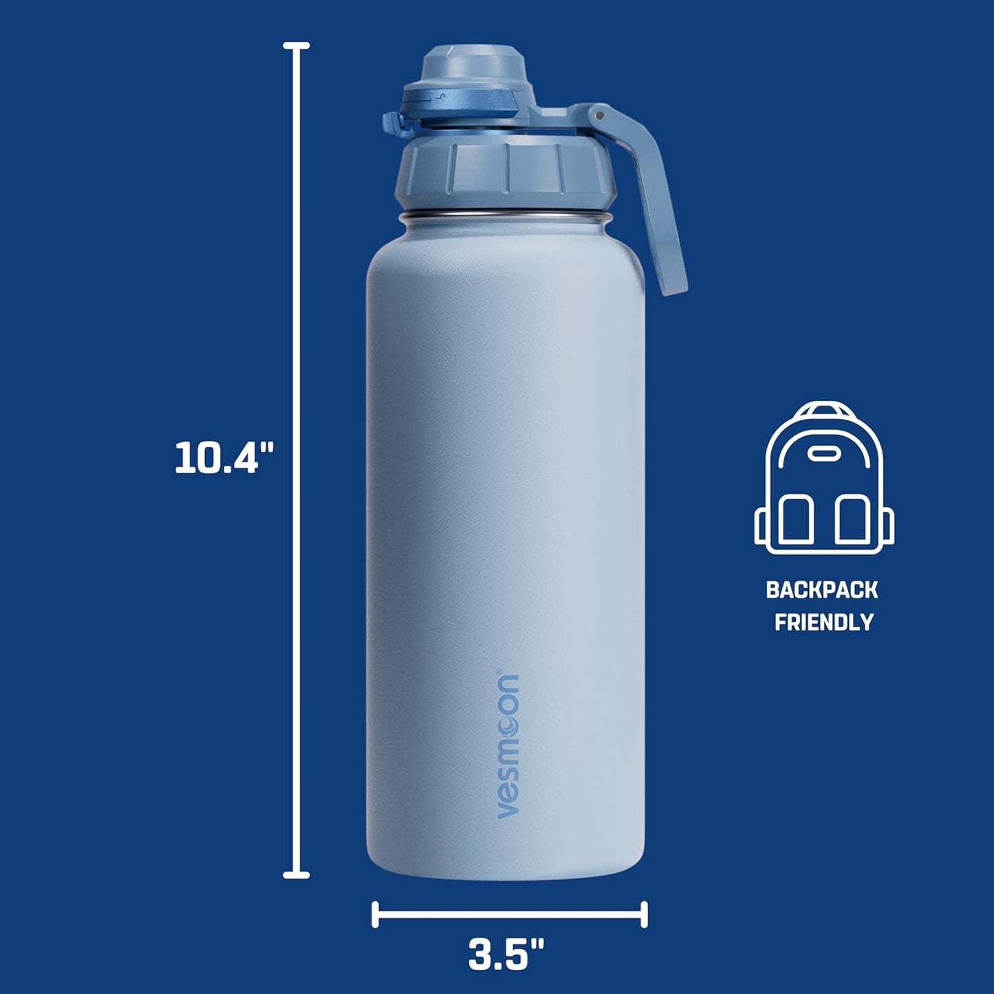 Vesmoon Vessence 24 Oz Stainless Steel Tea Infuser Bottle for Loose Leaf Tea, Water, Herbs, Fruits - Triple Layered Insulated, Leak Proof Bottle with Lid and Clip Handle - 24 Hours Hot/Cold