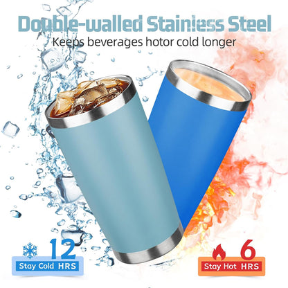 20 oz Tumbler with Lids and Straws, Stainless Steel Insulated Travel Coffee Mug, Double Wall Vacuum Insulated Tumblers, Powder Coated Coffee Tumbler for Cold & Hot Drinks (Light Purple)