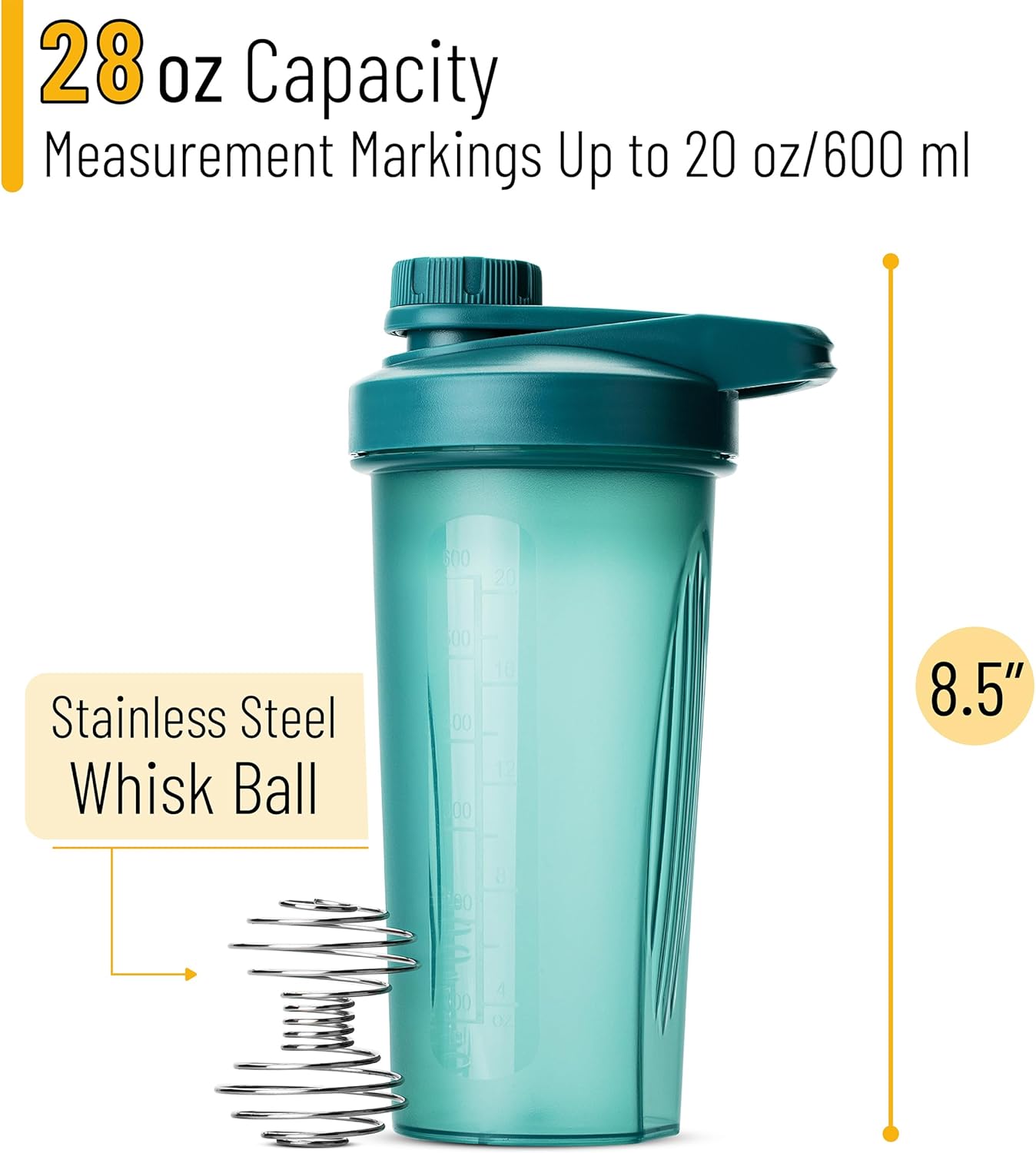 Mr. Pen- Shaker Bottles for Protein Mixes with Twist Cap, 28 oz, Protein Shaker Bottle with Wire Whisk Ball, Shaker Cup, Mixer Bottle