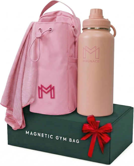 MAGNACE Magnetic Gym Bag Bundle, 3-in-1 Set with Water Bottle Holder, Magnetic Pouch, Towel & Sling Bag – For Men & Women