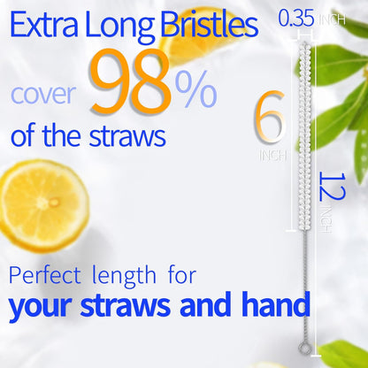 15.7" Silicone Bottle Brush Set - 6 Pack Water Bottle and Straw Cleaner Brush Long Handle for Hydro Flasks, Sports Bottles & Reusable Straw, Narrow Neck Containers, Tumblers, Glassware