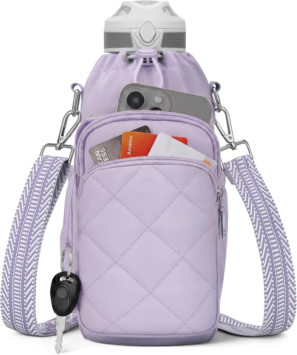 SYTRAH Water Bottle Bag Crossbody，Insulated Water Bottle Purse Crossbody Water Bottle Holder with Strap 40 oz