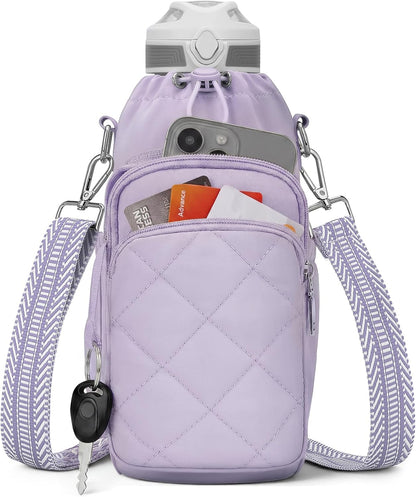 SYTRAH Water Bottle Bag Crossbody，Insulated Water Bottle Purse Crossbody Water Bottle Holder with Strap 40 oz