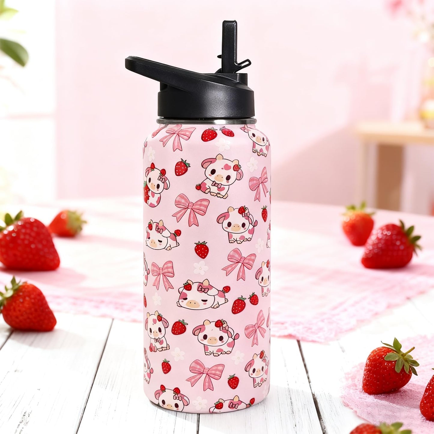 32 oz Pickleball Insulated Water Bottle with Straw - Pickleball Gym Hiking Sports Coffee Mug | Perfect Pickleball Gifts for Women, Pickleball Decor Accessories