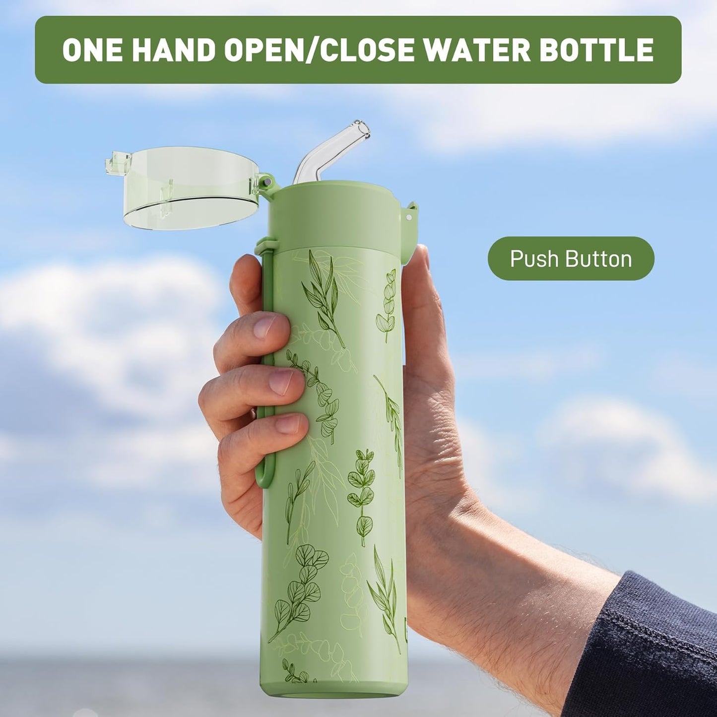 5oz Small Water Bottles with Straw, Mini Water Bottle with One-Hand Open Design, Leak-Proof Locking Lid for Hot&Cold Drinks, Small Travel Water Bottle - 100% Leakproof for School, Travel...(Mint)
