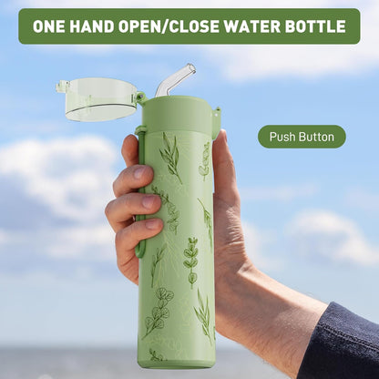 5oz Small Water Bottles with Straw, Mini Water Bottle with One-Hand Open Design, Leak-Proof Locking Lid for Hot&Cold Drinks, Small Travel Water Bottle - 100% Leakproof for School, Travel...(Mint)