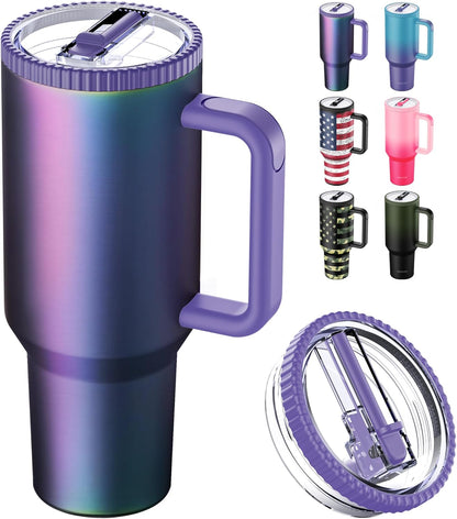 Greatyos 40 oz Tumbler with Handle and Flip Straw Lid - Upgraded Traveler 40oz Tumblers with Lids Straws Vacuum Insulated Leak Proof Stainless Steel Cup Mug Gifts for Men Women Him Her (Ocean Dream)