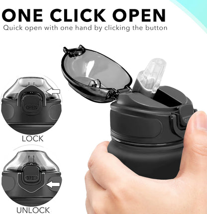Enerbone 32 oz Drinking Water Bottle with Times to Drink and Straw, Motivational with Carrying Strap, Leakproof BPA & Toxic Free, Ensure You Drink Enough Water for Fitness Gym Outdoor