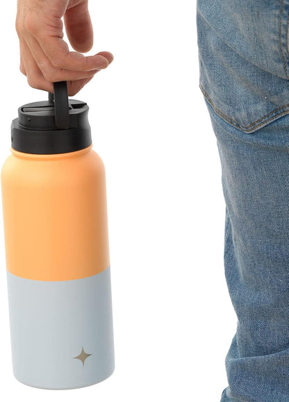 JoyJolt Triple Insulated Water Bottle with Straw Lid AND Flip Lid! 22oz Water Bottle, 12 Hour Hot/Cold Vacuum Insulated Stainless Steel Water Bottle. BPA-Free Leakproof Water Bottles - Thermos Bottle