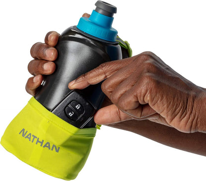 Nathan Running Handheld Water Bottle Adjustable No-Grip Quick Squeeze Lite Hand Strap. Reflective Hydration