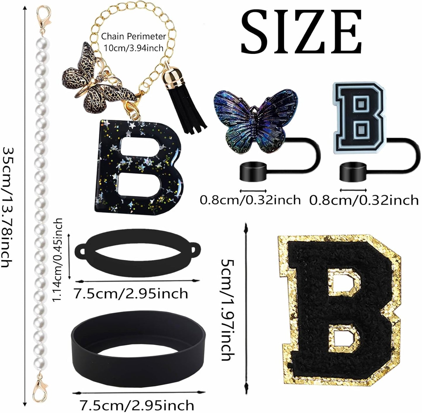 7pcs Cup Accessories for Stanley 30/40oz Tumbler, Handle Strap, Straw Cover, Silicone Boot, Letter Charm Stickers