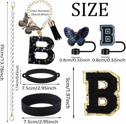 7pcs Cup Accessories for Stanley 30/40oz Tumbler, Handle Strap, Straw Cover, Silicone Boot, Letter Charm Stickers