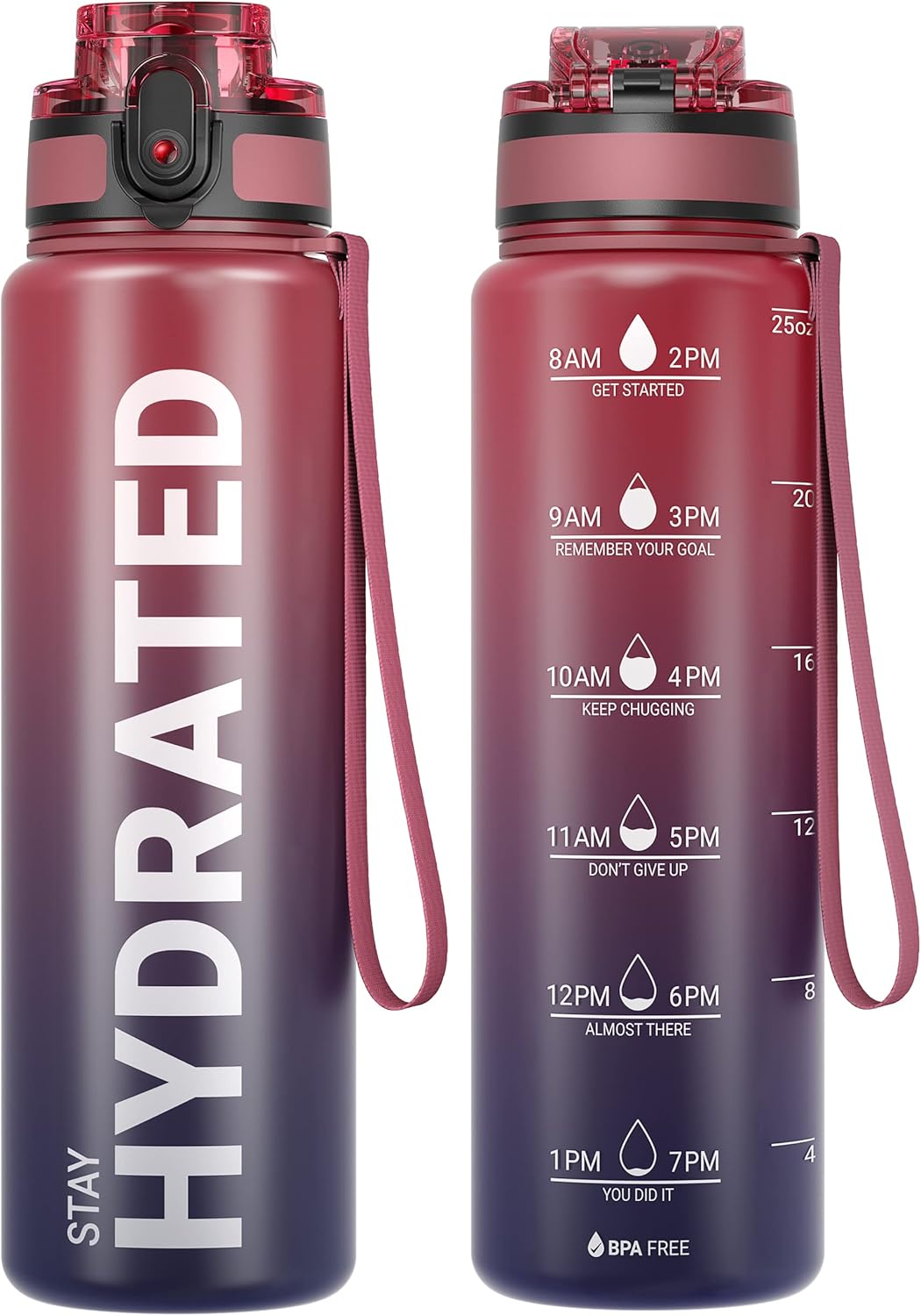 Sahara Sailor Water Bottle 32oz, Durable and Leakproof Water Bottles Motivational with Time Marker, Tritan, BPA Free, Wide Mouth with Easy Clean Brush for Gym, Travel, Home, School, Office (1 Bottle)