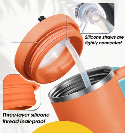 40 Oz Tumbler Flip Straw Lid for Stanley Quencher, Silicone Leak Proof Replacement Cover Reusable, Splash Resistant Cup Lids Accessories with Cleaning Brush Set