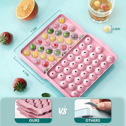 Optish 3 Pack Ice Trays for Freezer, 99 PCS Ice Cube Tray with Lid and Bin, Round Ice Cube Mold, Circle Ice Maker for Chilling Drinks (0.8 inch, Pink)