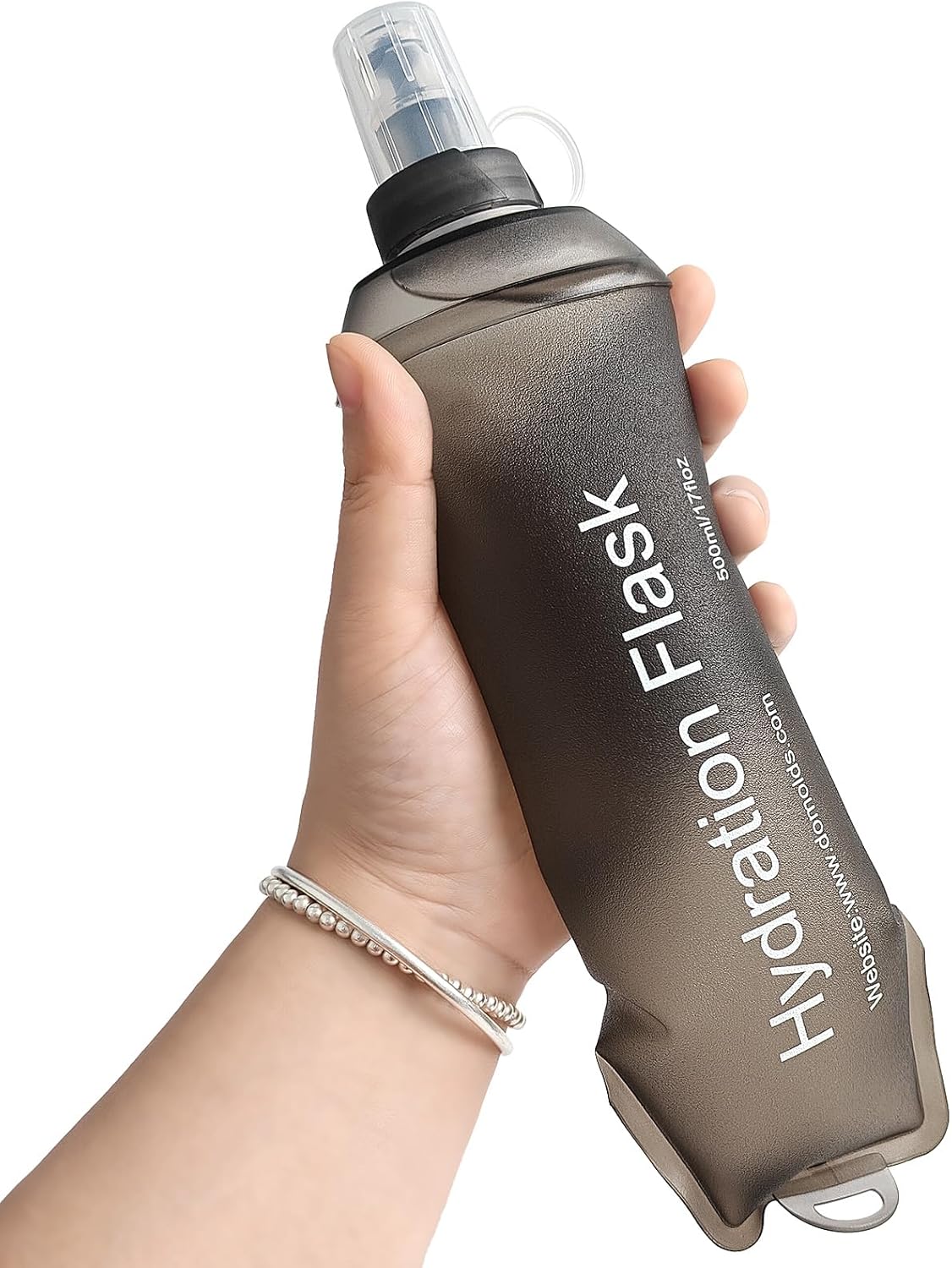 GYGYL Soft Flask, TPU Collapsible Soft Water Bottle for Hydration Pack, Running Vest, Leak-Proof Folding Water Bottle for Hiking Cycling Climbing Jogging-250ml Grey