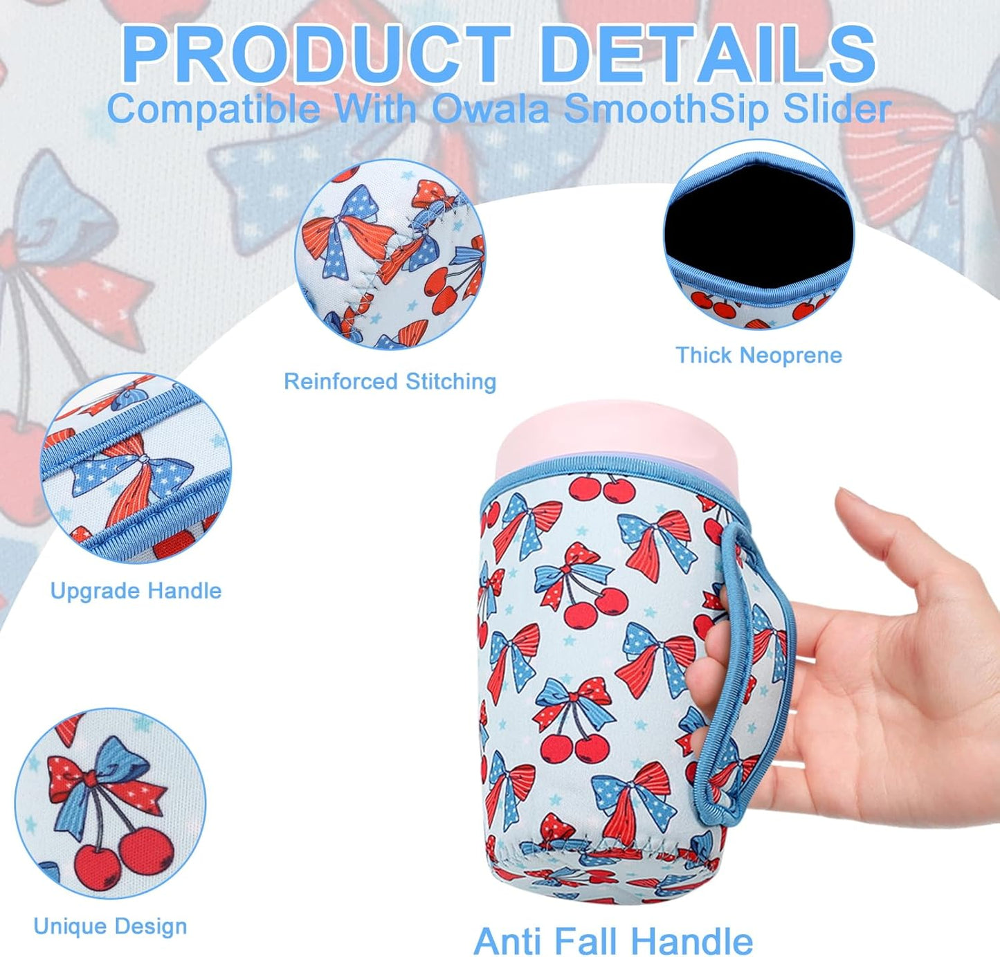 Cute Sleeve for Owala Coffee Tumbler, Neoprene Cover with Handle for Owala SmoothSip Slider, Scratch Resistant Coffee Mug Sleeve for Women to Office, Workout, Coffee Break. (Coffee Break)