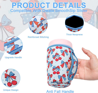 Cute Sleeve for Owala Coffee Tumbler, Neoprene Cover with Handle for Owala SmoothSip Slider, Scratch Resistant Coffee Mug Sleeve for Women to Office, Workout, Coffee Break. (Coffee Break)