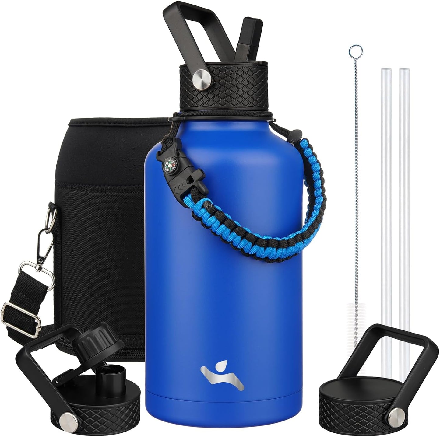 Konokyo 22oz Stainless Steel Bottles with 3 Lids Sport Insulated Water Bottle,Mint