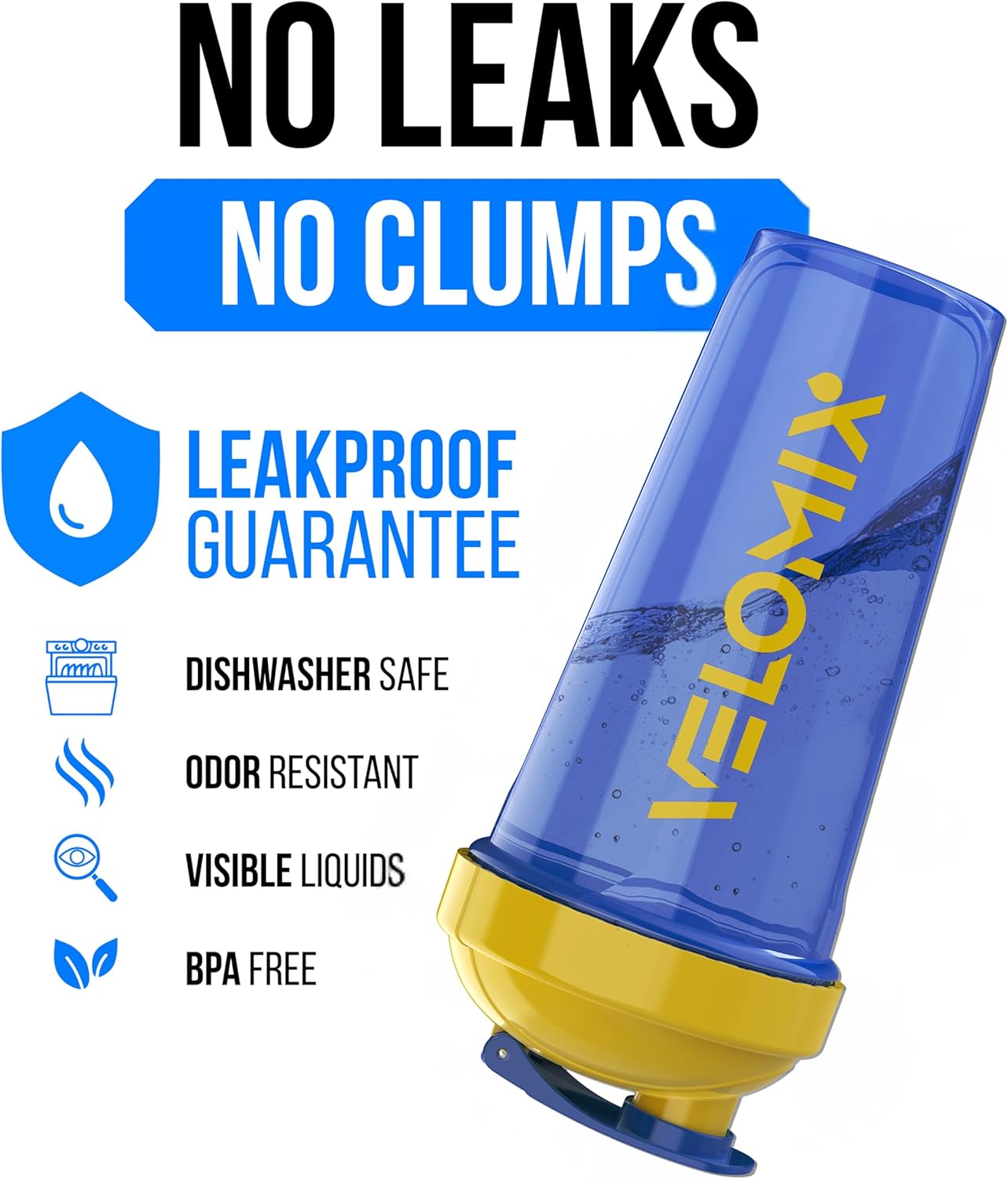 VELOMIX -2 Pack- 28 oz Protein Shaker Bottles for Protein Mixes - 2x Wire Whisk | Leak Proof Shaker Cups for Protein Shakes | Protein Shaker Bottle Pack (Black/Transparent)
