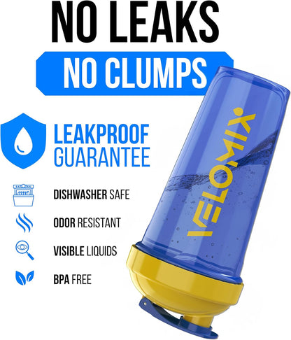 VELOMIX -2 Pack- 28 oz Protein Shaker Bottles for Protein Mixes - 2x Wire Whisk | Leak Proof Shaker Cups for Protein Shakes | Protein Shaker Bottle Pack (Black/Transparent)