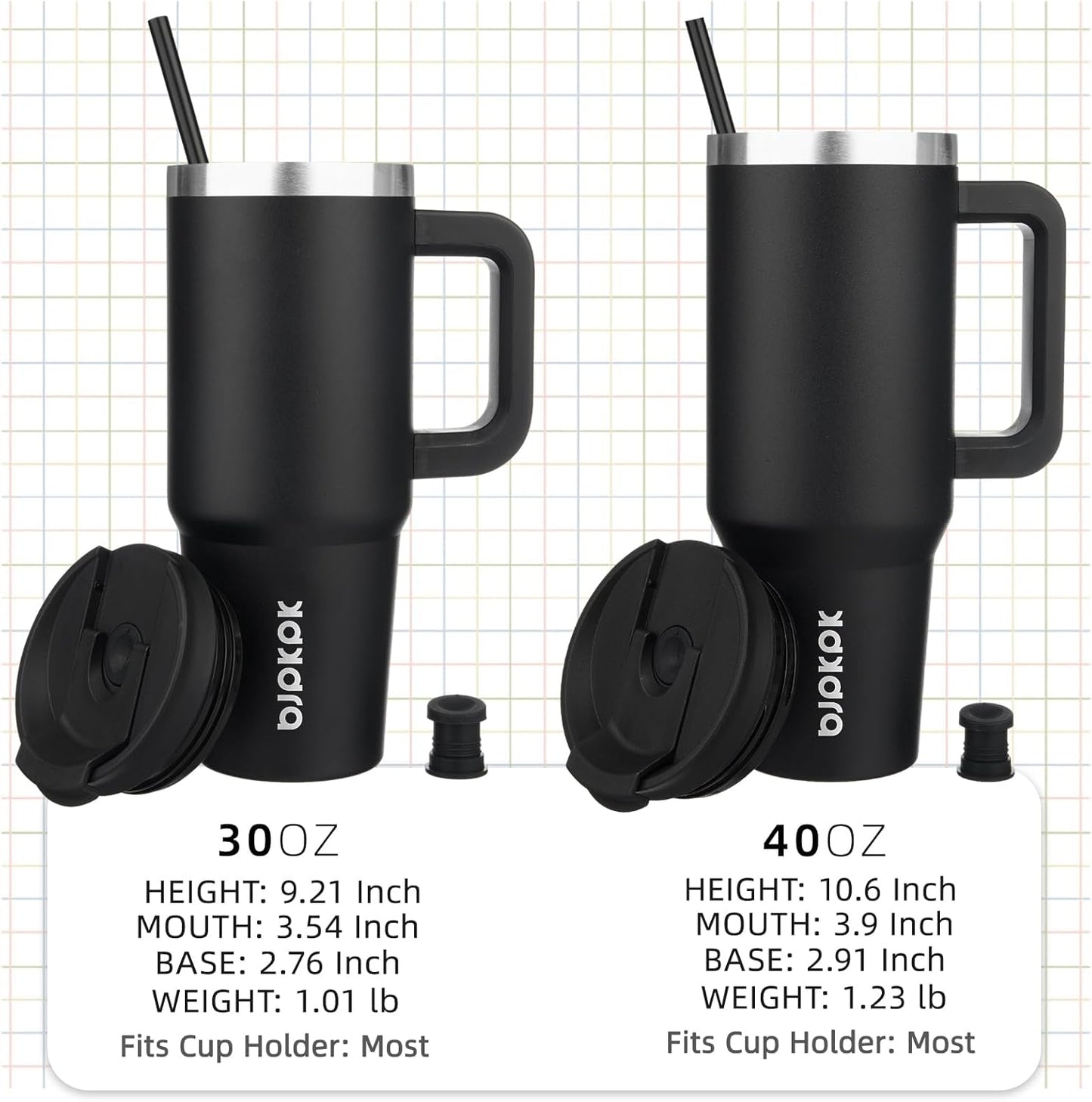 BJPKPK 30oz Stainless Steel Insulated Tumbler With Handle And Lid Straw Travel Coffee Mug Thermal Cup,Black