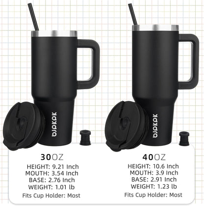 BJPKPK 30oz Stainless Steel Insulated Tumbler With Handle And Lid Straw Travel Coffee Mug Thermal Cup,Black