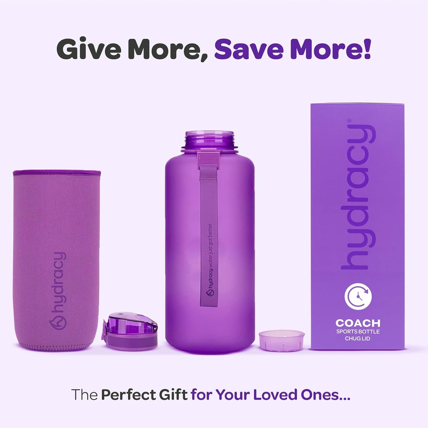 Hydracy Water Bottle with Time Marker -Large BPA Free Water Bottle & No Sweat Sleeve -Leak Proof Gym Bottle with Times to Drink - Ideal for Fitness Sports & Outdoors