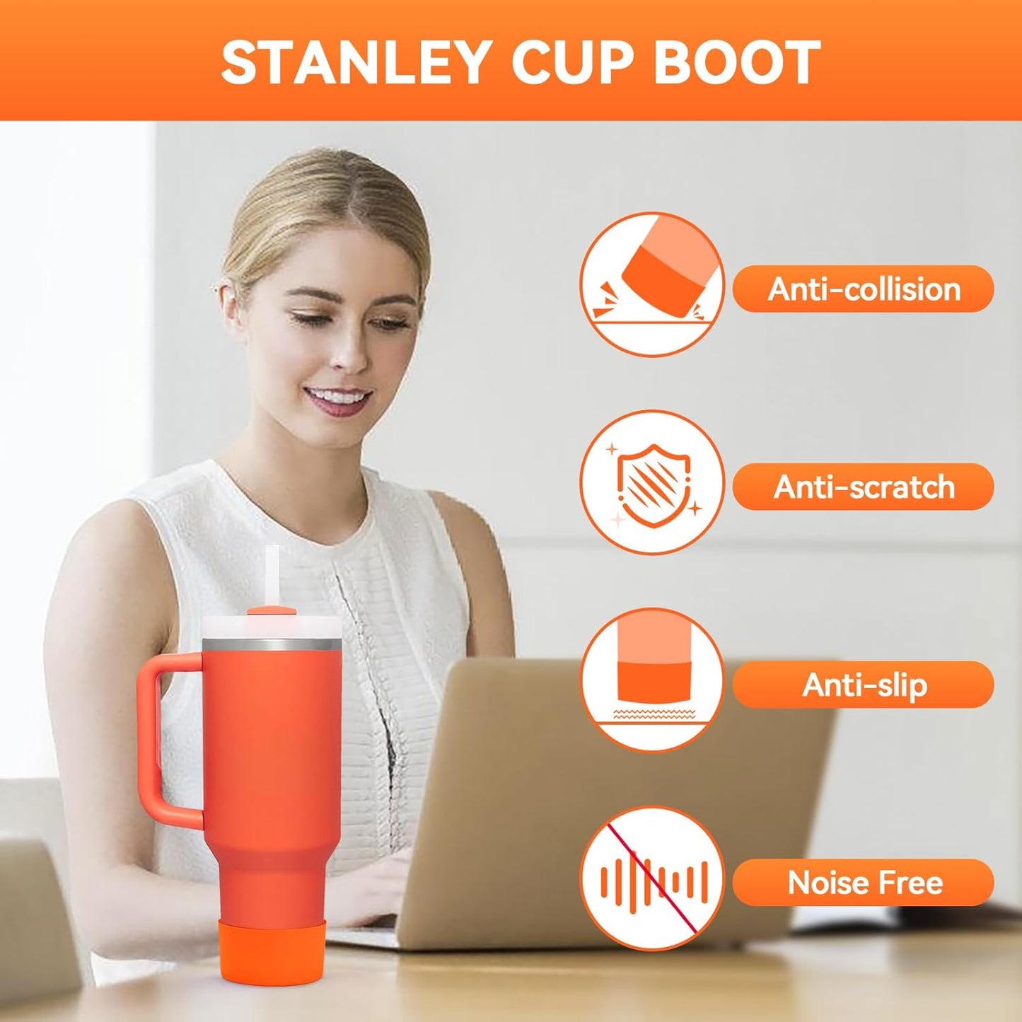 PICcircuit 2PCS for Stanley Boot, Silicone Bottom for Quencher Adventure 40oz 30oz IceFlow 20oz 30oz Bottle&for Hydroflask Tumbler 12-24oz for Stanley Cup Accessories Avoid Scratches&Noise