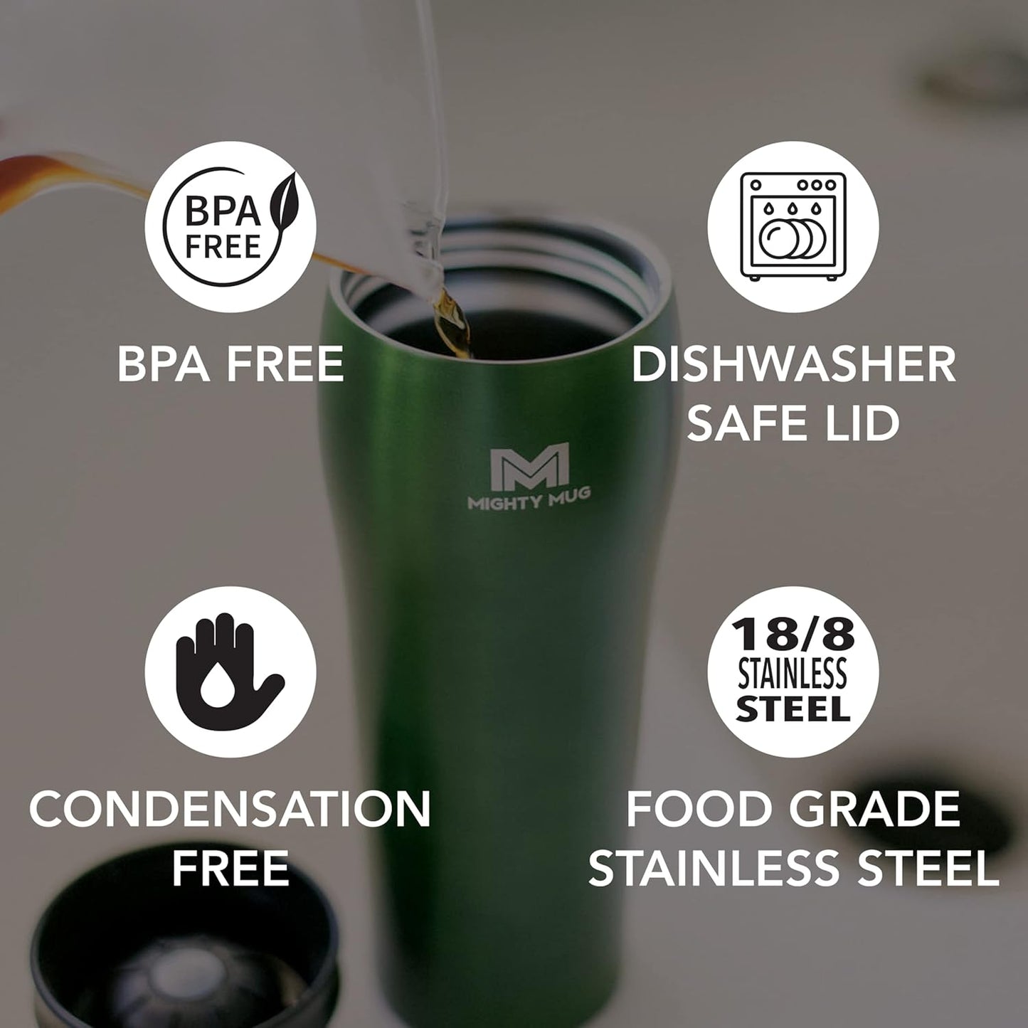 Mighty Mug | The Untippable Mug | Grips When Hit, Lifts for Sips | Insulated Stainless Steel Tumbler | Cupholder Friendly | Gifts for Women Men All | Leakproof | 6 Hour Hot / 24 Cold | 16oz | Teal