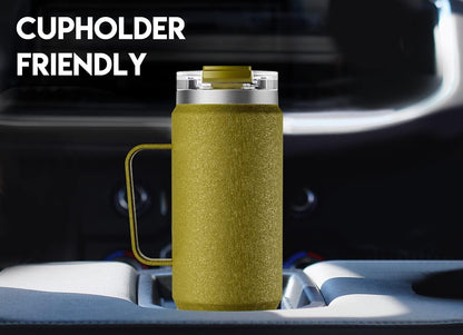 Meoky 32oz Tumbler with Handle, Stainless Steel Travel Mug with 2-in-1 Straw and Sip Lid, Vacuum Insulated Coffee Mug, 100% Leak Proof, Keeps Cold for 24 Hours or Hot for 8 Hours (Sky)