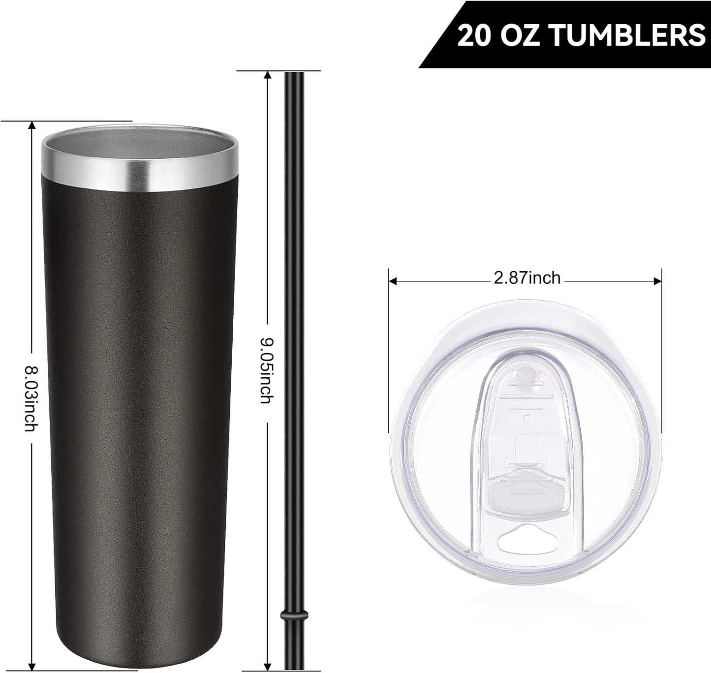 VEGOND Stainless Steel Skinny Tumbler, 20 oz Vacuum Insulated Tumbler with Lid and Straw, Double Wall Coffee Cup, Travel Mug for Cold Hot Drinks, Light Pink 1 Pack