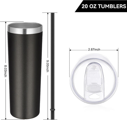 VEGOND Stainless Steel Skinny Tumbler, 20 oz Vacuum Insulated Tumbler with Lid and Straw, Double Wall Coffee Cup, Travel Mug for Cold Hot Drinks, Light Pink 1 Pack