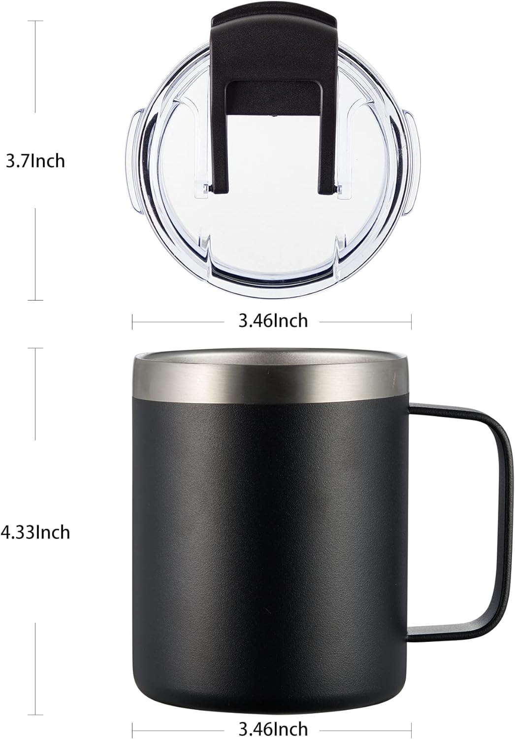 12oz Insulated Coffee Mug Cup with Handle, Stainless Steel Travel Coffee Mug with Flip Lid, Double Wall Vacuum Coffee Tumbler, Navy