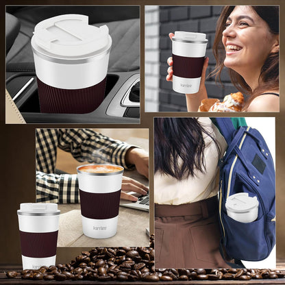 KETIEE Travel Coffee Mug Spill Proof 12oz, Insulated Travel Mug to Go, Reusable Coffee Cup with Seal Lid, Vacuum Stainless Steel Tumbler for Hot/Cold Drinks (Red)