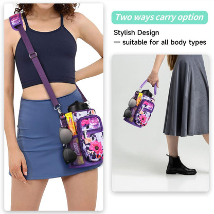 AceTreker 32/40/64/87/128 oz Water Bottle Carrier Bag, Neoprene Water Bottle Sleeve with 4 Pocket, Sport Water Holder with Paracord Handle and Shoulder Strap for Walking Hiking Camping Gym