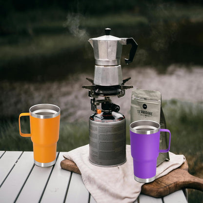 20 oz Tumbler with Handle and Lid, Stainless Steel Tumbler Insulated Travel Coffee Mug, Spill Proof Double Wall Vacuum Tumbler Cup Keep Drink Hot & Cold,White, 1 Pack