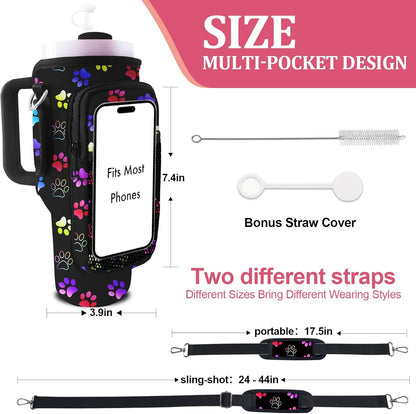 Stanley Carrier Bag for Stanley 40oz/30ozTumbler with Phone with 2 Adjustable Strap,3 Pockets Bottle Stanley Cup Carrier Bag & Case,Accessories for Hiking Travelling