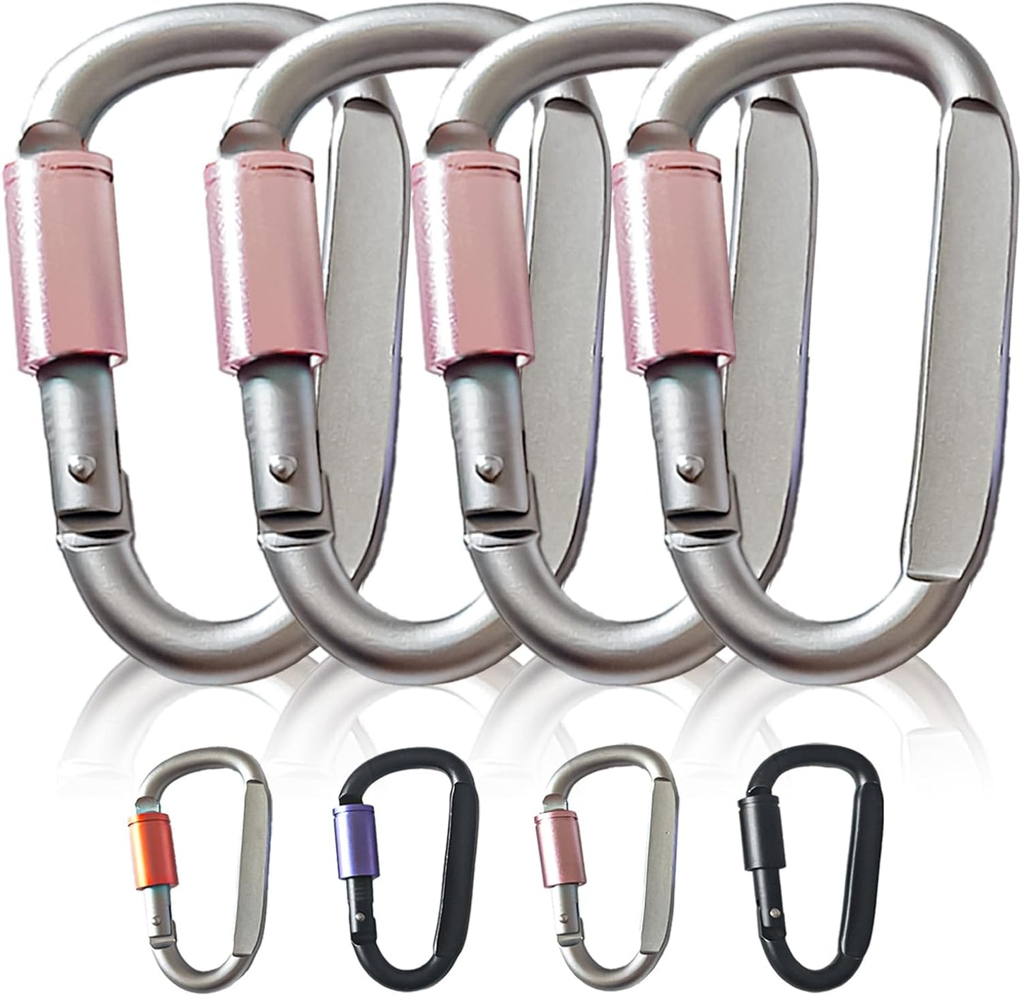 Paracord Keychain/Carabiner Clip - Jaymokes D Ring Metal Hook for Water Bottle, Key, Backpacks and More