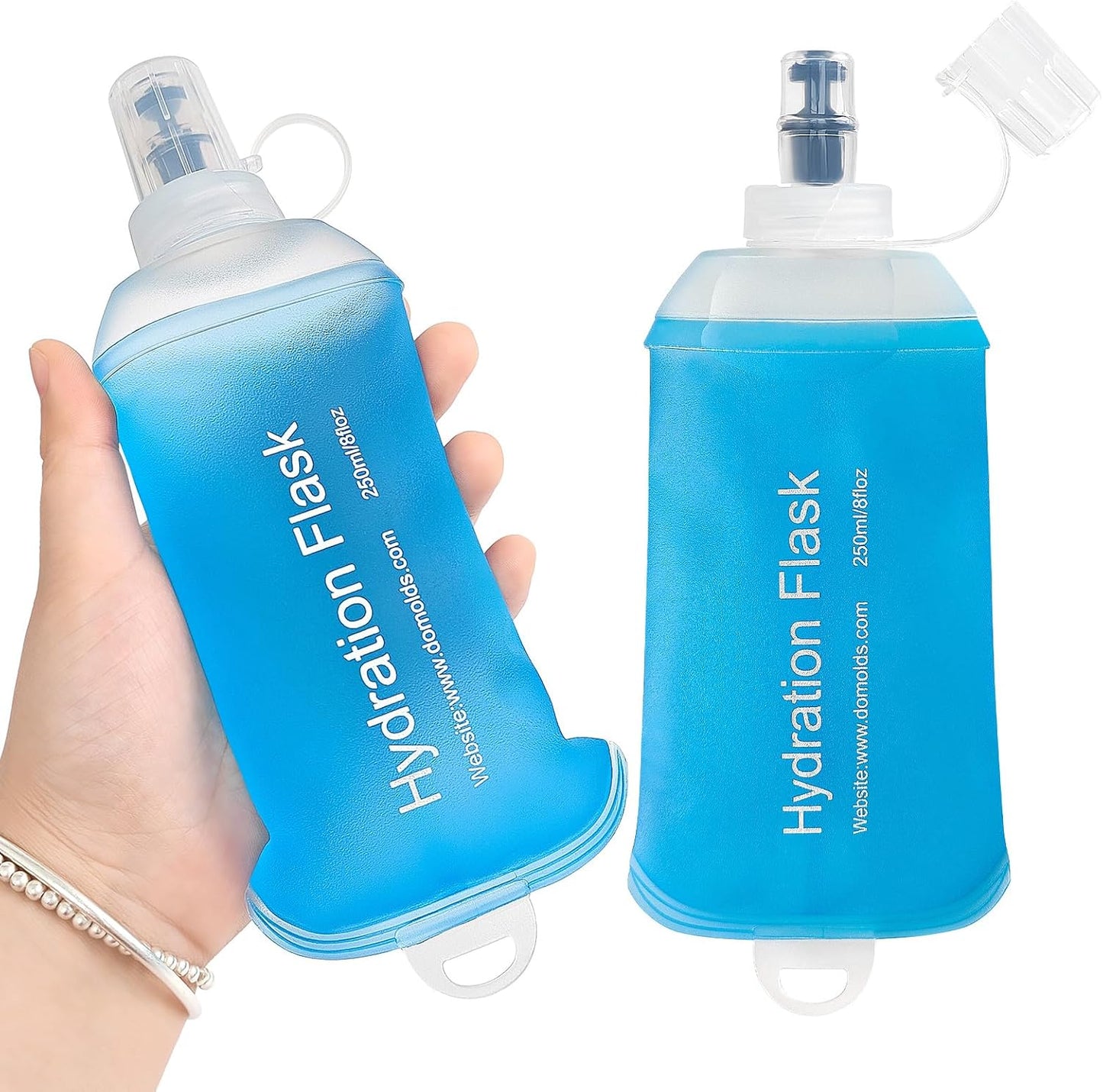 GYGYL Soft Flask, TPU Collapsible Soft Water Bottle for Hydration Pack, Running Vest, Leak-Proof Folding Water Bottle for Hiking Cycling Climbing Jogging-250ml Grey