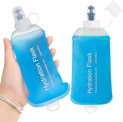 GYGYL Soft Flask, TPU Collapsible Soft Water Bottle for Hydration Pack, Running Vest, Leak-Proof Folding Water Bottle for Hiking Cycling Climbing Jogging-250ml Grey